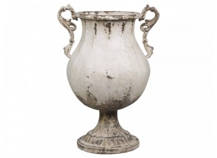 Krémový vintage obal na květináč/ váza ve tvaru číše Frenchie - Ø 26*45cm