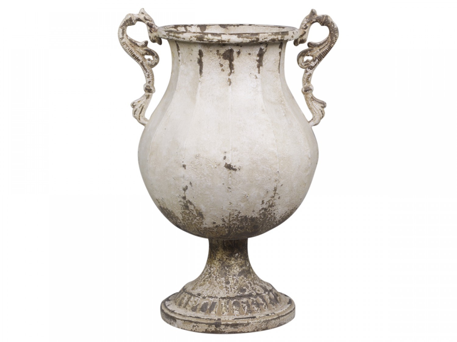 Krémový vintage obal na květináč/ váza ve tvaru číše Frenchie - Ø 26*45cm 65021719 (65217-19)
