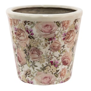 Keramický obal na květináč s růžemi Rosien L - Ø 17*16 cm