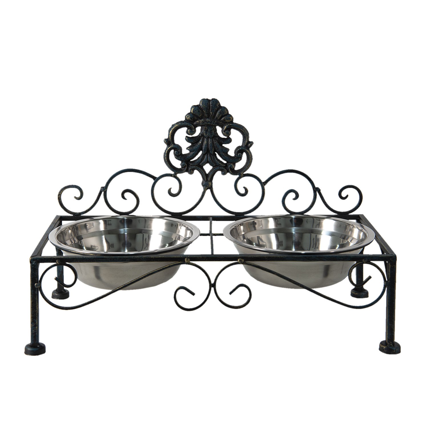 Černé antik kovové misky pro psa Potier ornament - 39*19*25 cm
