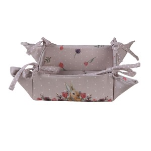 Bavlněný košík na pečivo s králíčkem Happy Bunny - 35*35*8 cm