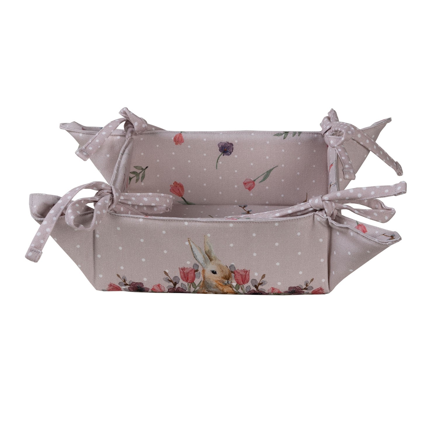 Bavlněný košík na pečivo s králíčkem Happy Bunny - 35*35*8 cm