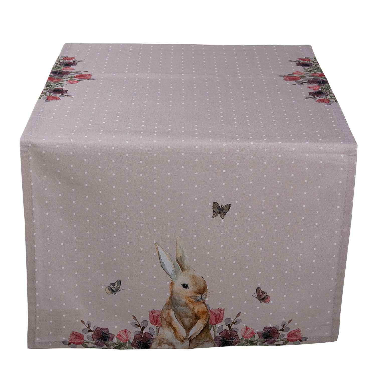 Bavlněný běhoun na stůl s králíčkem Happy Bunny - 50*140 cm Clayre & Eef