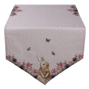 Bavlněný běhoun na stůl s králíčkem Happy Bunny - 50*160 cm