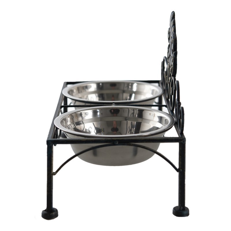Černé antik kovové misky pro psa Potier ornament - 39*19*25 cm